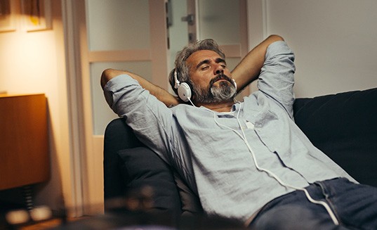 Patient resting in a recliner